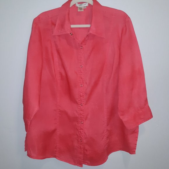 Coldwater Creek | Tops | Watermelon Color Long Sleeve Blouse With Snaps ...